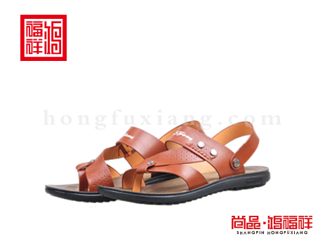 鸿福祥布鞋男鞋X252301土黄凉鞋