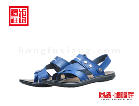 鸿福祥布鞋男鞋X252301蓝色凉鞋