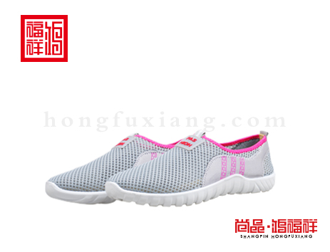 鸿福祥布鞋女鞋X155212灰色小网鞋