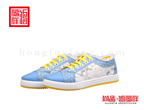 鸿福祥布鞋女鞋X155366黄色小网鞋