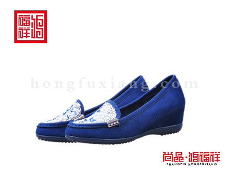 鸿福祥布鞋女鞋N252076深蓝时装鞋