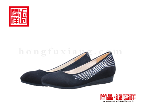 鸿福祥布鞋女鞋N252100黑色时装鞋