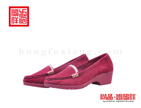 鸿福祥布鞋女鞋N251102红色时装鞋