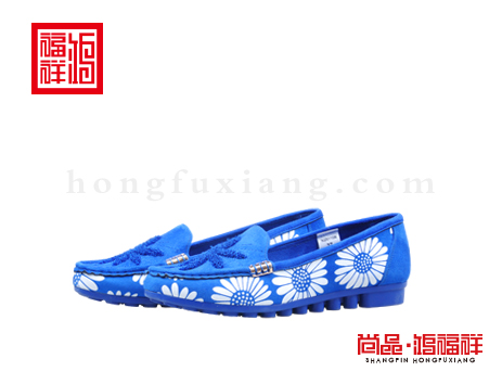 鸿福祥布鞋女鞋N251106湖蓝时装鞋