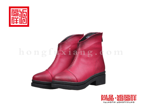 鸿福祥布鞋女鞋D252160酒红风尚鞋