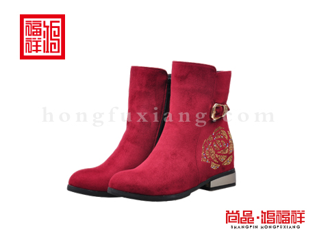 鸿福祥布鞋女鞋D152036红色风尚鞋