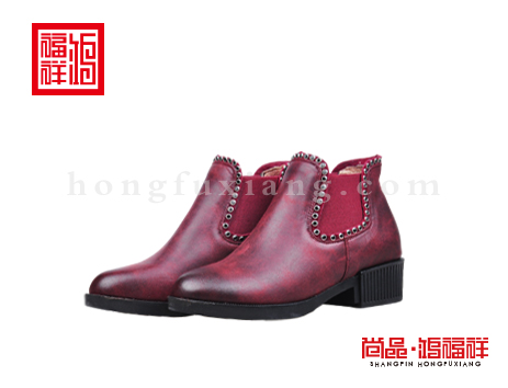 鸿福祥布鞋女鞋D152110酒红风尚鞋