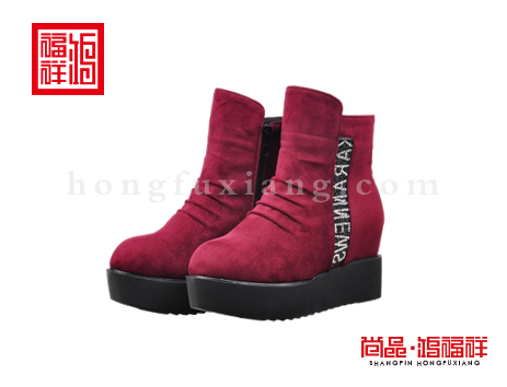 鸿福祥布鞋女鞋D152098酒红风尚鞋